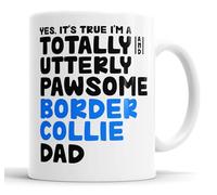Faithful Prints Pawsome Dog Mug | Dog Cups | Dog Mum Mugs | Dog Dad Cup | Pawsome Mum | Pawsome Dad (Dad, Border Collie)