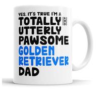 Faithful Prints Pawsome Dog Mug | Dog Cups | Dog Mum Mugs | Dog Dad Cup | Pawsome Mum | Pawsome Dad (Dad, Golden Retriever)