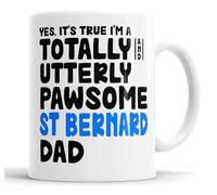 Faithful Prints Pawsome Dog Mug | Dog Cups | Dog Mum Mugs | Dog Dad Cup | Pawsome Mum | Pawsome Dad (Dad, St Bernard)
