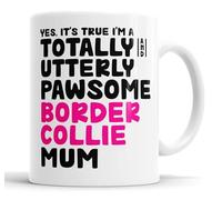 Faithful Prints Pawsome Dog Mug | Dog Cups | Dog Mum Mugs | Dog Dad Cup | Pawsome Mum | Pawsome Dad (Mum, Border Collie)