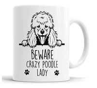 Faithful Prints Poodle Mug | Beware Crazy Lady Gift | Dog Mug for Birthday Christmas | Friend, Mum, Auntie, Sister Ceramic Cup