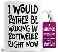 Faithful Prints Rottweiler Dog Lover Mug - I Would Rather Be Walking My Rottweiler - Funny Gift for Men & Women - 11oz Ceramic Mug - Pet Owner Present, Dog Walker Gift - Dishwasher & Microwave Safe