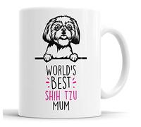 Faithful Prints Shih Tzu World's Best Mum Mug Dog Mum Shih Tzu Mum Cup Friend Funny Gift for Birthday Christmas, Shih Tzu Mug, (FP-10426)