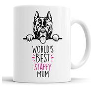 Faithful Prints Staffy World's Best Mum Mug Dog Mum Staffordshire Bull Terrier Mum Cup Friend Funny Gift for Birthday Christmas, Staffy Mug
