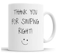 Faithful Prints Thank You for Swiping Right Mug Boyfriend Husband Girlfriend Wife Valentines Anniversary Funny Humour Joke Gift Cup Birthday Christmas, Ceramic Mugs