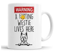 Faithful Prints Westie Warning A Lives Here Mum Dad Mug Dog Dad West Highland Terrier Dad Cup Friend Funny Gift for Birthday Christmas, Westie Mum Mug