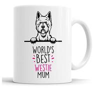 Faithful Prints Westie World's Best Mum Mug Dog Mum West Highland Terrier Mum Cup Friend Funny Gift for Birthday Christmas, Westie Mug