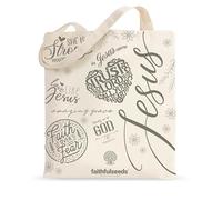 FAITHFUL SEEDS™ Christian Women’s Canvas Tote Bag Jesus, Faith Over Fear” 15.7"x13.7" - Christian Scripture & Floral Design - Reusable Shoulder Tote for Bible, Books, Everyday Carry.