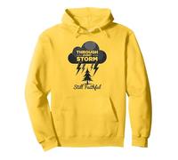 Faithful Through Storms: All My Life Inspirational Quote Pullover Hoodie, Adult Unisex, Lemon, L