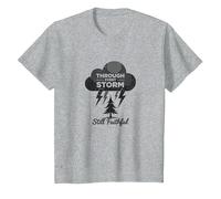 Faithful Through Storms: All My Life Inspirational Quote T-Shirt, Kids, Heather Grey, 6 Years
