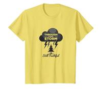 Faithful Through Storms: All My Life Inspirational Quote T-Shirt, Kids, Lemon, 12 Years