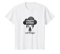 Faithful Through Storms: All My Life Inspirational Quote T-Shirt, Kids, White, 10 Years