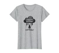Faithful Through Storms: All My Life Inspirational Quote T-Shirt, Women, Heather Grey, 3XL