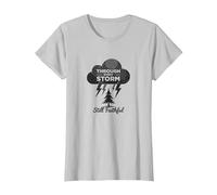 Faithful Through Storms: All My Life Inspirational Quote T-Shirt, Women, Silver, L