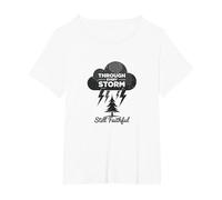Faithful Through Storms: All My Life Inspirational Quote T-Shirt, Women's Plus, White, 5X