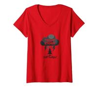 Faithful Through Storms: All My Life Inspirational Quote V-Neck T-Shirt, Women, Red, M