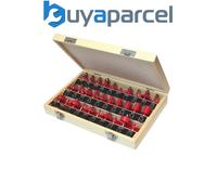 Faithfull Router Bit Set 1/4in TCT 30-Piece with Storage Case Red/Silver