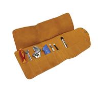 Faithfull Suede Leather Tool Roll - 10 Pocket, Water-Resistant, Press-Stud Fastening, Tan 48x27cm