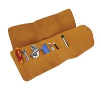 Faithfull Suede Leather Tool Roll - 10 Pocket, Water Resistant Hand Tool Organiser with Press Stud Fastening for Carpenters, Woodworkers, Mechanics & DIY - 48 x 27cm - Tan