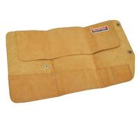 Faithfull Suede Leather Tool Roll - 10 Pocket, Water-Resistant, Press-Stud Fastening, Tan 48x27cm