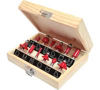 Faithfull FAIRBS12 1/4 Inch TC Router Bit Set of 12 with Storage Case 1/4 Inch Shank, Red