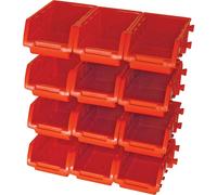 Faithfull 12 Plastic Storage Bins With Wall Mounting Rails