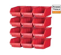 Faithfull 12 Plastic Storage Bins With Wall Mounting Rails