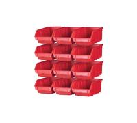 Faithfull 12 Plastic Storage Bins With Wall Mounting Rails