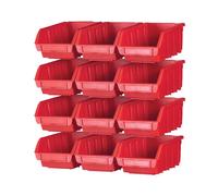 Faithfull 12 Plastic Storage Bins With Wall Mounting Rails