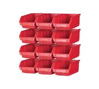 Faithfull 12 Plastic Storage Bins With Wall Mounting Rails