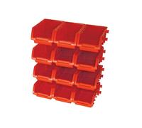 Faithfull 12 Plastic Storage Bins With Wall Mounting Rails