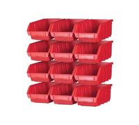 Faithfull 12 Plastic Storage Bins With Wall Mounting Rails Multi Colour (One Size)