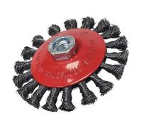 Faithfull Wire Brush WBTC100MC - Conical 100mm M10 x 1.5 Thread, 0.50mm Wire