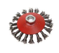 Faithfull 1210014150 Conical Wire Brush 100mm M14x2 Bore, 0.50mm Wire