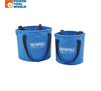 Faithfull Waterproof Collapsible Bucket Twin Pack - Lightweight PVC Containers with Sturdy Handles & Compact Fold-Flat Design for Cleaning, Draining, Camping & Plumbing Tasks - 12L & 20L Capacity