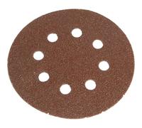 Faithfull 125mm Hook and Loop Perforated Sanding Discs 125mm Medium Pack of 5