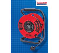 Faithfull 40M Open Cable Reel, 4 Socket Extension Lead with Winding Handle - 240V, 13A
