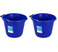 Faithfull 14 Litre (3 Gallon) Blue Industrial Builders Bucket, Heavy Duty & Weather Resistant (Pack of 2)