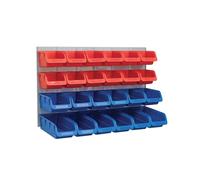 Faithfull 24 Plastic Storage Bins With Metal Wall Panel