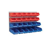 Faithfull 24 Wall Mounted Storage Bins with Metal Back Panel ? Plastic Parts Organiser for Garage, Workshop, Van or Shed ? 64 x 38 x 22cm