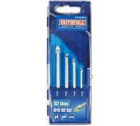 Faithfull 3 - 6mm Tile and Glass Drill Bit (Set of 4)