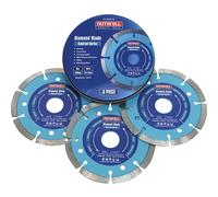 Faithfull FAIDBSET3C Paving Slab, Concrete, Brick and Roofing Tiles, General Purpose Diamond Cutting Blade Triple Pack 115mm (4.5 Inch) with Storage Tin, Blue