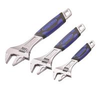 Faithfull Matt Chrome Adjustable Spanner Set (3 Pieces) - XMS23ASPAN3