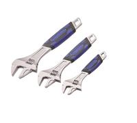 Faithfull 3 Piece Matt Chrome Adjustable Spanner Set, XMS23ASPAN3