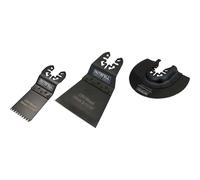 Faithfull FAIMFKIT3 Wood Cutting, Oscillating Multi-Function Tool Blade 3 Piece Set. Compatable with Most Popular Multi Tool Brands