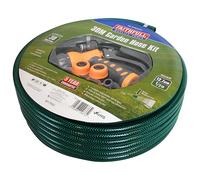 Faithfull 30M (98ft) Reinforced Hose Kit - Heavy-Duty PVC Garden Hose Pipe with 3 Fittings & Multipattern Spray Gun