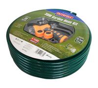 Faithfull 30M (98ft) Reinforced Hose Kit ? PVC Garden Hose Pipe with 3 Fittings & Multipattern Spray Gun