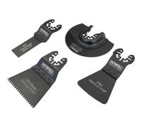 Faithfull FAIMFKIT4 Flooring Set, Sawing, Cutting & Scraping Oscillating Multi-Function Tool Blade 4 Piece Set, Compatable with Most Popular Multi Tool Brands