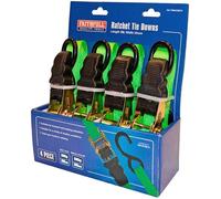 Faithfull - Ratchet Tie-Downs 5m x 25mm Green 4x Pieces
