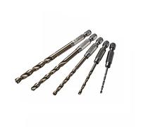 Faithfull 5 Pc 1/4" Hex Cobalt HSS Impact Metal Wood Drill Bit Set 2-6mm, QCSET5